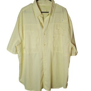 Reel Legends Shirt Mens XL Performance Saltwater Vented Button Fishing Yellow